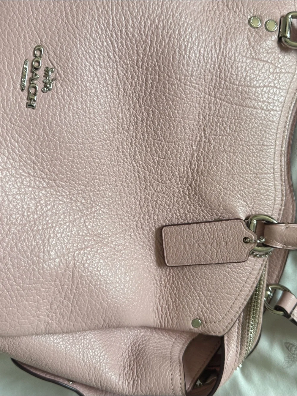 Coach Pebbled Leather Crossbody — Light Pink